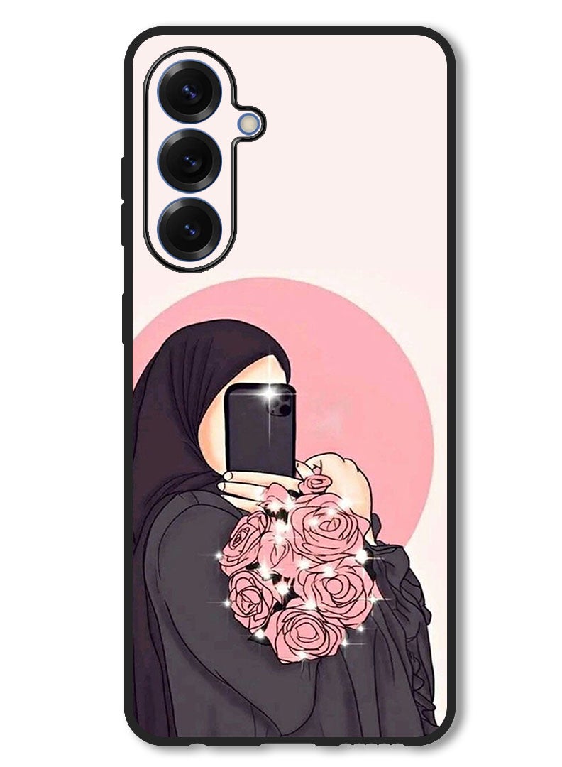 Theodor Case Compatible with Samsung Galaxy A26 Protection Shockproof Bumper Cover Making Selfies While Holding Flowers - Image 1