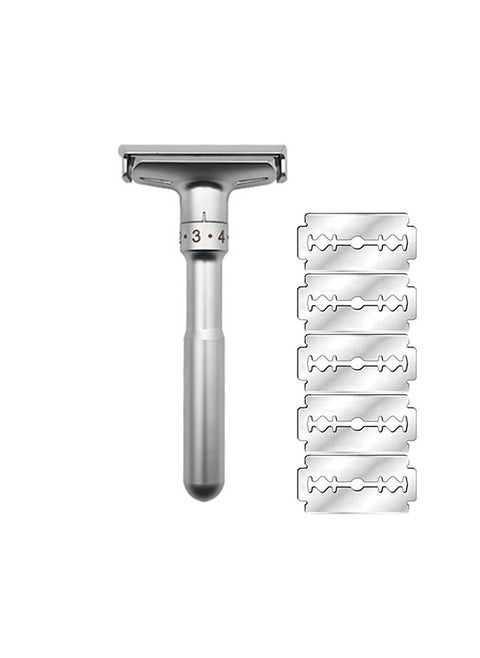 Adjustable Double Edge Classic Safety Razor (1 Razor & 5 pcs Blades)