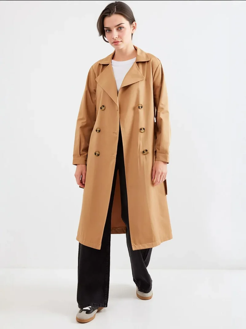 بيغ دارت معطف ترنش طويل بصفين من الأزرار من