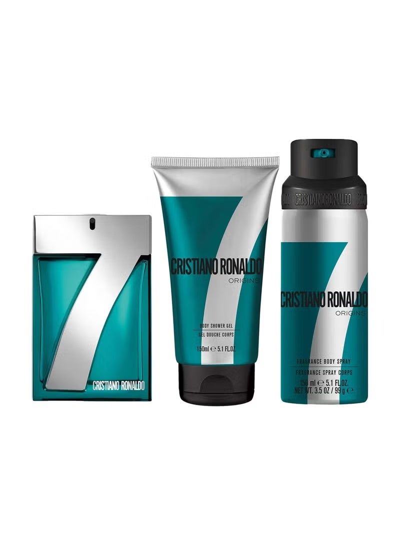 كرستيانو رونالدو مجموعة هدايا كريستيانو رونالدو Cr7 أوريجينز للرجال أو دو تواليت 100 مل + جل استحمام 150 مل + سبراي للجسم 150 مل - Image 2