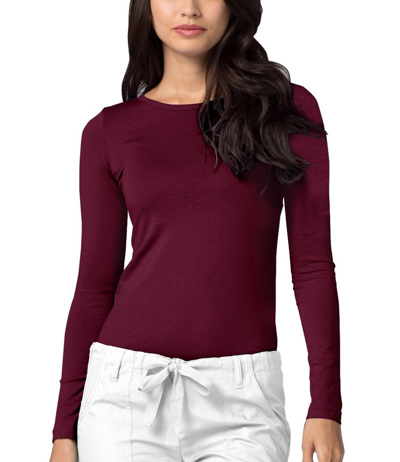 Adar Uniforms, Underscrubs for Women - Long Sleeve Underscrub Comfort Tee - 2900 - Burgundy - L - Image 1
