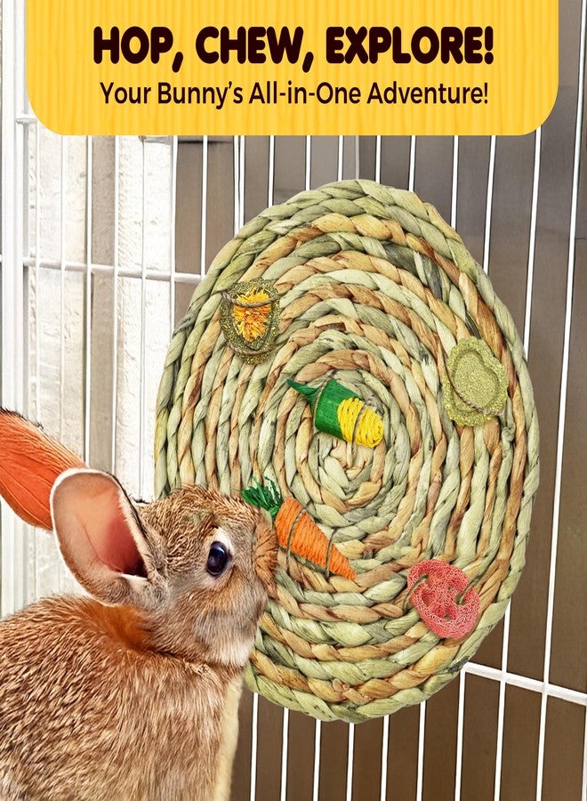 SunGrow Round Rabbit Grass Mat, Chew Toy for Guinea Pigs and Hamsters, Enclosure Bedding for Small Animals, Gnawing and Relaxation Hideout Spot, 8" x 0.7", 1 Pc - Image 5