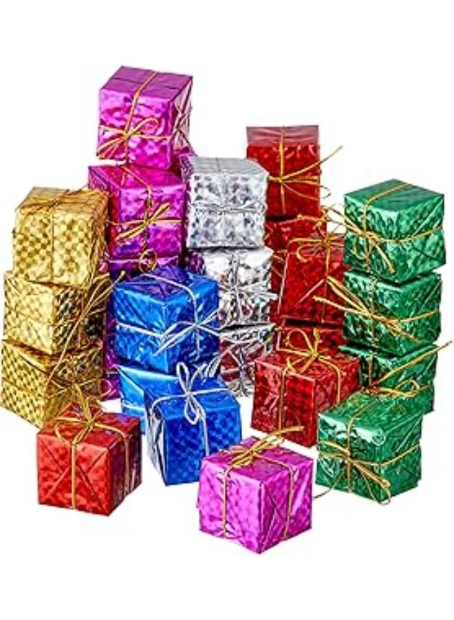 THE TWIDDLERS 80 Mini Christmas Tree Decoration Gift Boxes for Hanging (4 cm) - Christmas Tree Ornament - Strong and Reusable