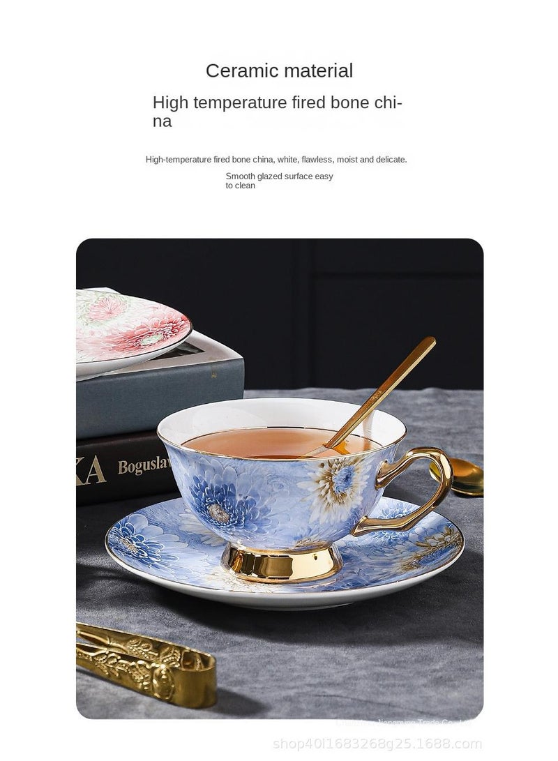 Y&D European style full color peony bone china coffee cup ceramic plate ceramic water cup, Coffee Cups, Tea Cup Set Porcelain Tea Set Latte Cupsexquisite gift box tea cup set - Image 5