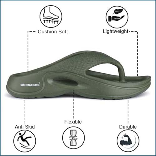 BERSACHE Stylish Flip Flop with Sole for Men (Green) - Image 5