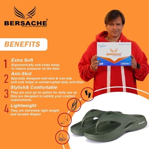 BERSACHE Stylish Flip Flop with Sole for Men (Green) - Image 2