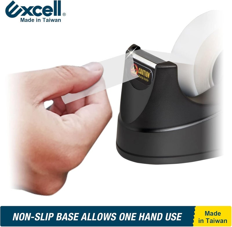 excell EX-115BK Mini Desktop Tape Dispenser (1" core) with Adhesive Bottom, Easy for One Hand Use, Cute Tape Dispensers Use for Home, Office Gift Store and Wrapping Purpose (3) - Image 3