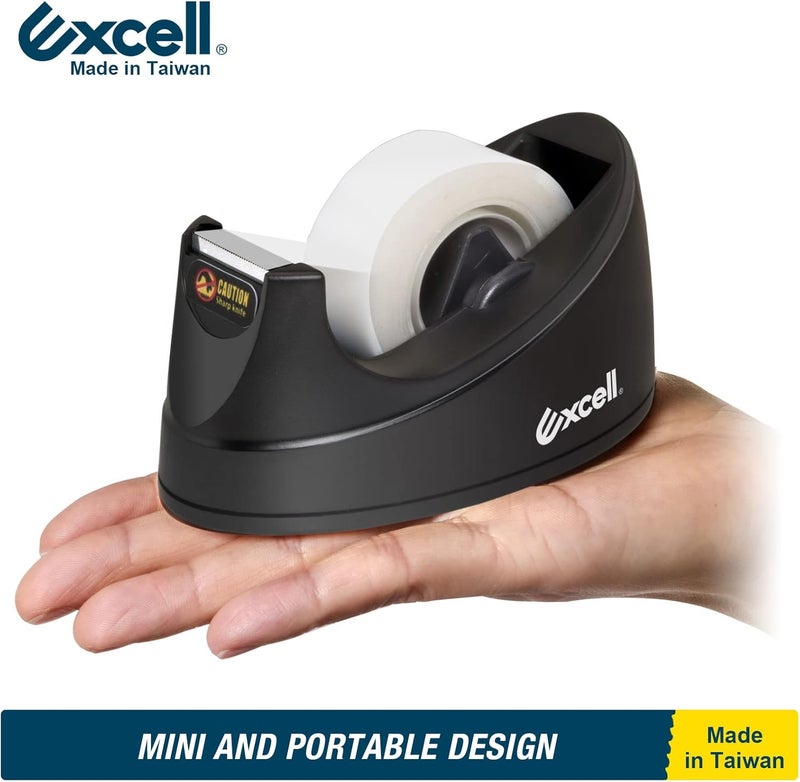 excell EX-115BK Mini Desktop Tape Dispenser (1" core) with Adhesive Bottom, Easy for One Hand Use, Cute Tape Dispensers Use for Home, Office Gift Store and Wrapping Purpose (3) - Image 5