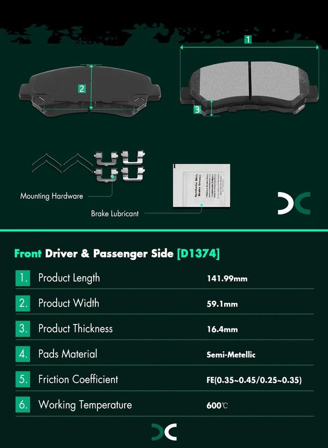 SCITOO D1374 D905 Front Semi-Metal Rear Ceramic Brake Pads Sets Fit For Nissan Maxima 2009 2010 2011 2012 2013 2014 2015 2016 2017 - Image 4