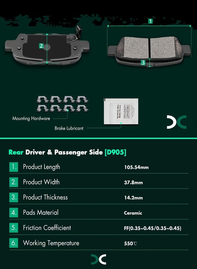 SCITOO D1374 D905 Front Semi-Metal Rear Ceramic Brake Pads Sets Fit For Nissan Maxima 2009 2010 2011 2012 2013 2014 2015 2016 2017 - Image 3