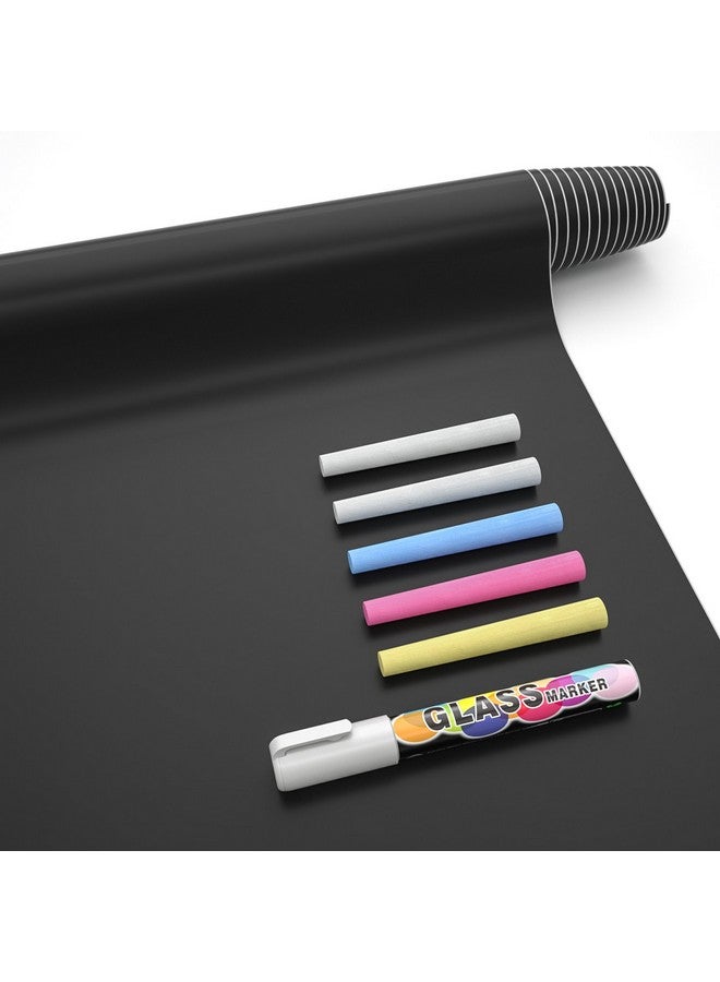 Nicpro Chalkboard Contact Paper Roll 17.7 X 78.7 (6.5 Feet) Self Adhesive Vinyl Paper Blackboard Wallpaper Chalk Paper Wall Decal Sticker With 1 Marker & 5 Chalk For Home Office School Kitchen - Image 1