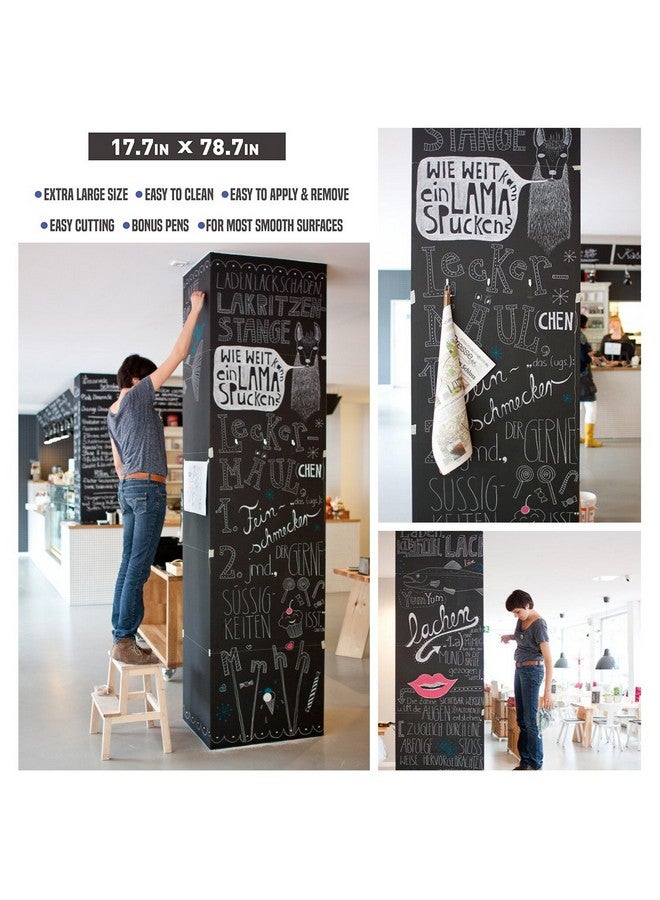 Nicpro Chalkboard Contact Paper Roll 17.7 X 78.7 (6.5 Feet) Self Adhesive Vinyl Paper Blackboard Wallpaper Chalk Paper Wall Decal Sticker With 1 Marker & 5 Chalk For Home Office School Kitchen - Image 5