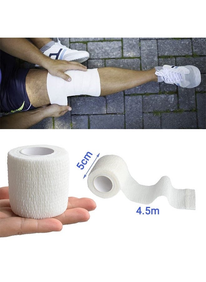 Generic 10 Rolls Self Adhesive Wrap Athletic Tape Gauze Breathable Elastic Cohesive Bandage for Sports Injury & Pet 5*4.5 cm, White  - Image 2