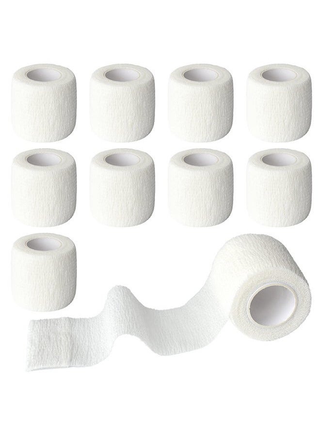 Generic 10 Rolls Self Adhesive Wrap Athletic Tape Gauze Breathable Elastic Cohesive Bandage for Sports Injury & Pet 5*4.5 cm, White  - Image 3