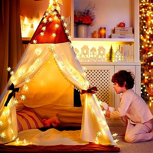 Desidiya® Christmas Decoration Lights, Snowflake String Lights Battery Operated Indoor Christmas Decorations, Waterproof Outdoor Light for Xmas Garden Patio Bedroom Party Decor - Warm White - Image 2
