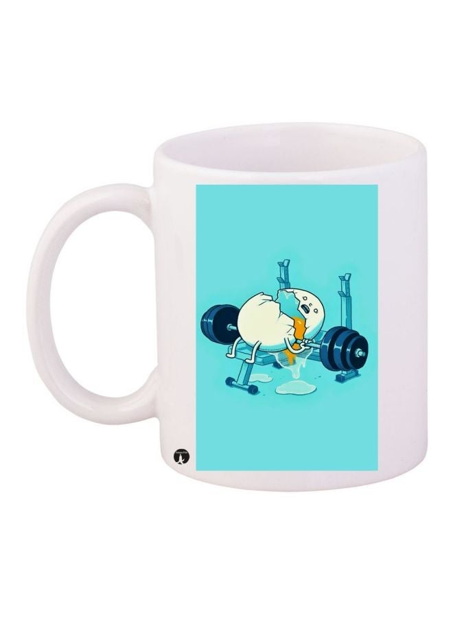 RYN Gym Egg Themed Coffee Mug White/Blue 11ounce
