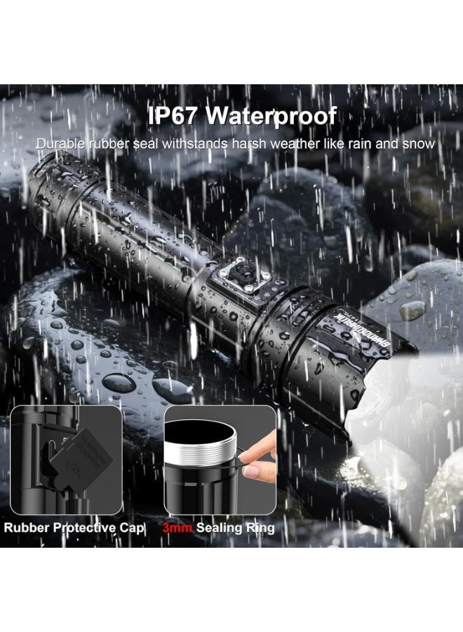 Shadowhawk Flashlight Led USB Rechargeable, 20000 lumens Torch Light XHP70.2, Super Bright Tactical Flashlights, IP67 Waterproof Zoomable, for Outdoor Camping Hiking Emergency(with Battery) - Image 2
