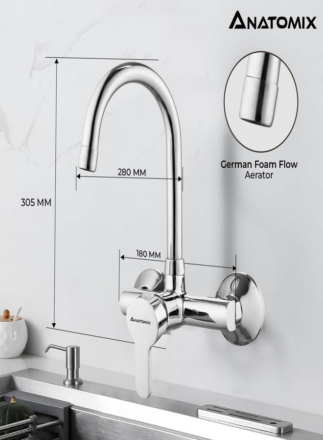 ANATOMIX Brass Single Lever Sink Mixer with Swivel Spout, Water Tap with Swivel Spout - Chrome Finish A34 - Image 4