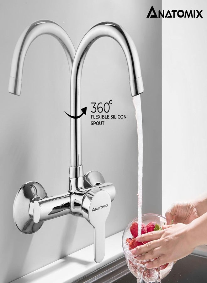 ANATOMIX Brass Single Lever Sink Mixer with Swivel Spout, Water Tap with Swivel Spout - Chrome Finish A34 - Image 3