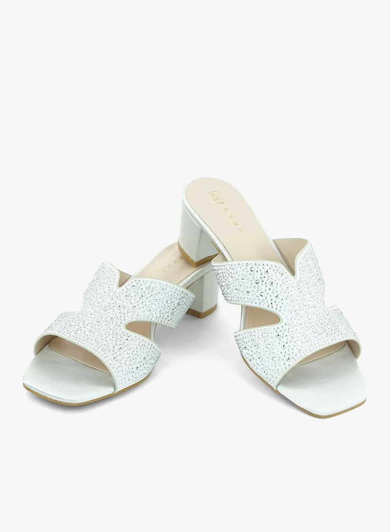 Zayna Silver 221-307 Zayna Ladies Classic Low Block Slides 18F8827-5319 Silver for Women | Best Price UAE