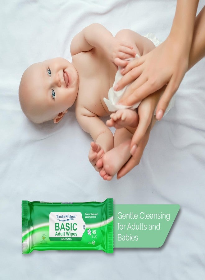 TenderProtect® Basic Adult Wipes, Large 8” x 10”, Super Soft Wash Cloths for Skin Cleansing, Everyday Wipes for Adults and Babies, Incontinence Care, Unscented & Hypoallergenic, 500 count(10pks of 50) - Image 2