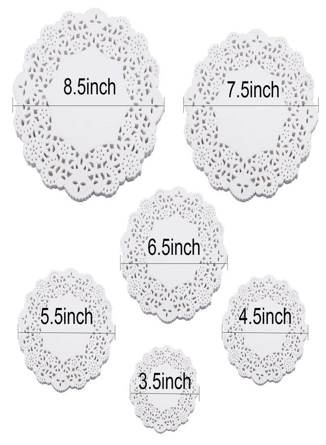 ZOENHOU 600 PCS Round Paper Doilies, 3.5, 4.5, 5.5, 6.5, 7.5, 8.5 Inch Lace Doily Paper, Bulk Round Decorative Paper Placemats for Desserts, Cakes - Image 2