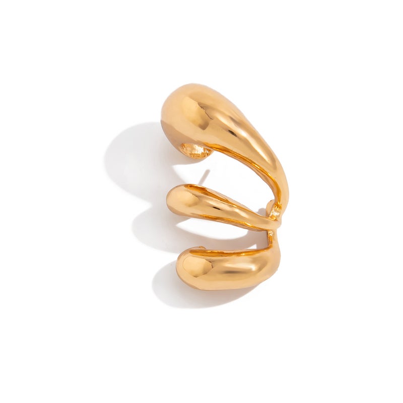 SHIXIN European and American Cross-Border Jewelry: Elegant C-Shaped Bread Ear Clips, Simple Geometric Spiral Water Drop Open-Back Earrings - Image 5