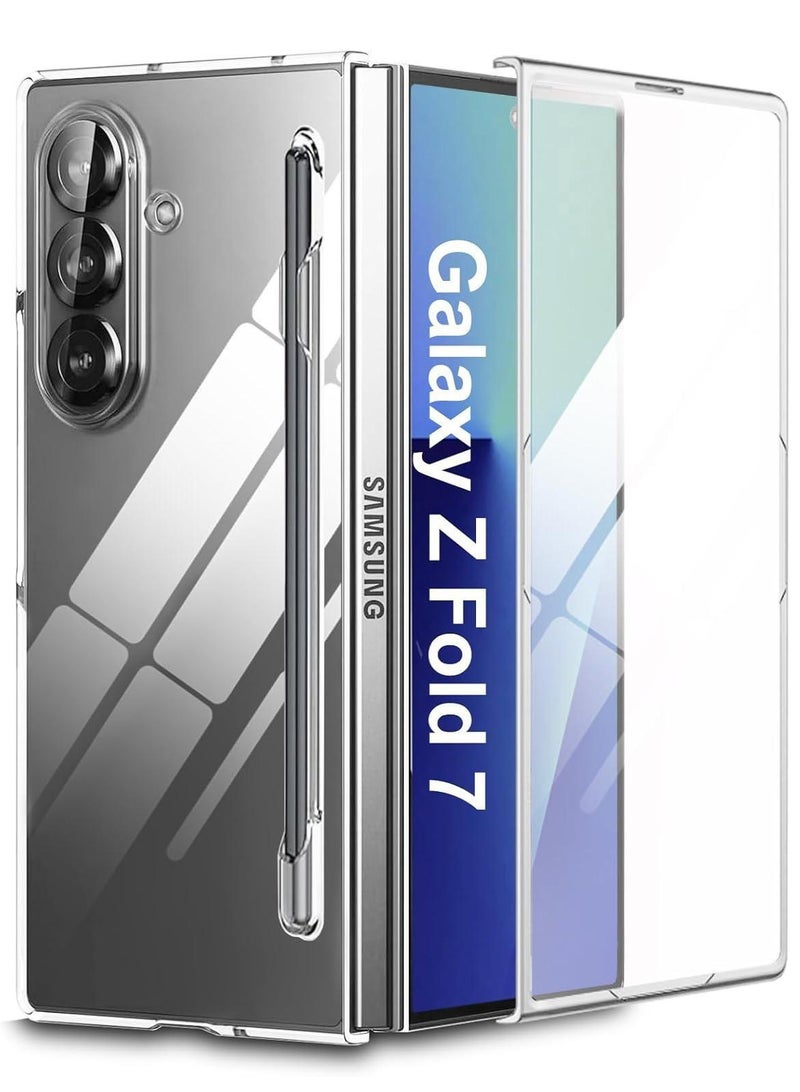 for Samsung Galaxy Z Fold 7 Case, with Stylus Pen, Built-in Screen Protector & S Pen Holder, Transparent  - Image 1