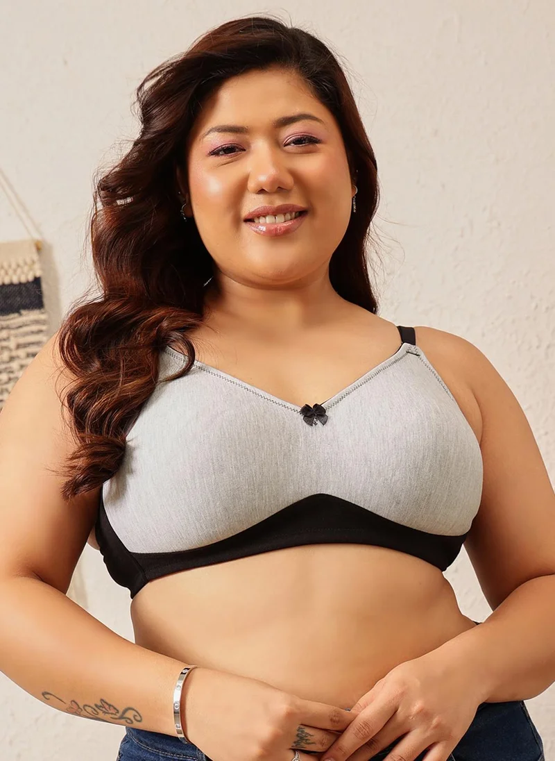 كلوفيا Clovia Non-Padded Non-Wired Full Coverage Spacer Cup T-shirt Bra in Grey Melange - Cotton