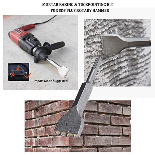 ACTINTOOL 6 1/8 in. x 1 1/2 in. SDS Plus Mortar Raking Chisel, Mortar Joint Removal SDS Plus Chisel Bit, SDS Plus Tuckpointing Tool(Pack of 2) - Image 2