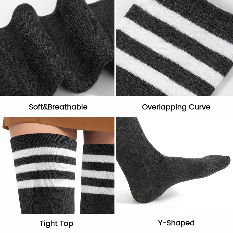 Pleneal 3 Pairs Thigh High Socks for Women Knit Warm Over Knee High Socks Leg Warmers Long Boot Sock - Image 5