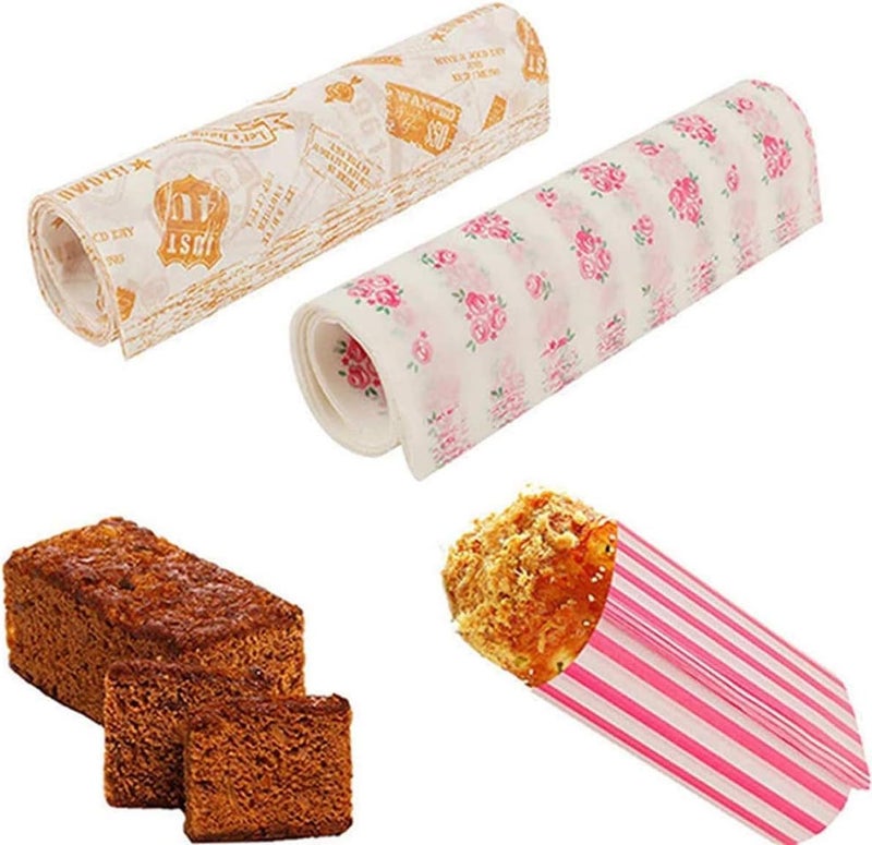 YLmeet 50 sheets of wax paper Food picnic paper Disposable food wrapping paper Oil-proof paper Food paper liner Plastic food basket wrapping tissue paper (Stamp) - Image 4