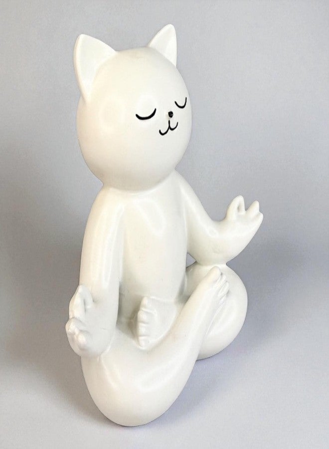 Top Brass Yoga Cat Figurine - Playful White Resin Zen Kitty Statue for Home Meditation Décor, Fun Gift for Pet Lovers & Yogis - Image 4