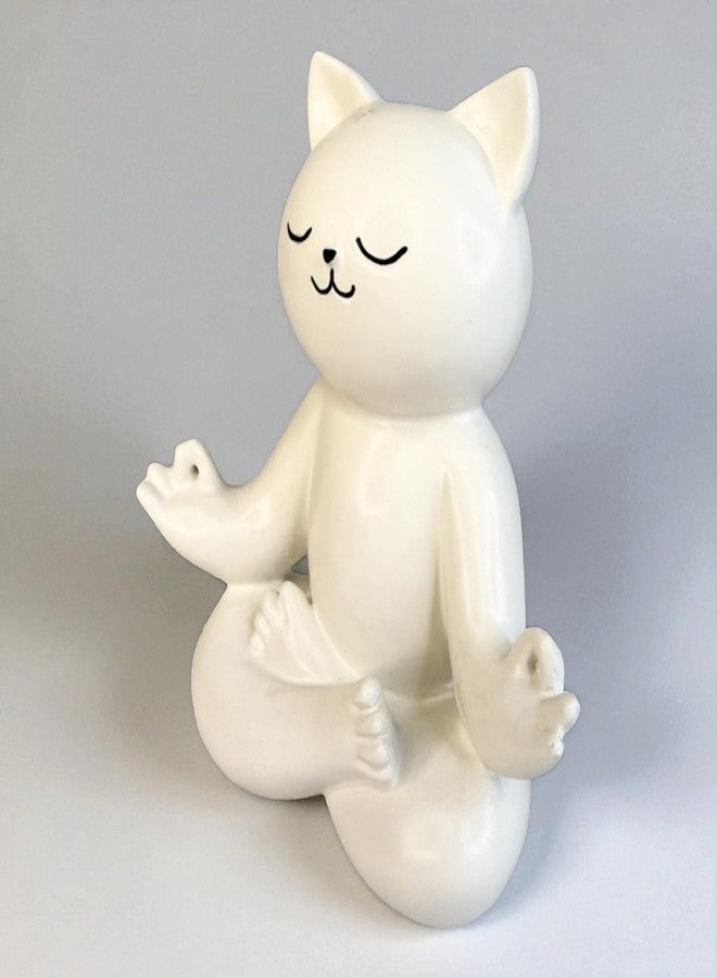 Top Brass Yoga Cat Figurine - Playful White Resin Zen Kitty Statue for Home Meditation Décor, Fun Gift for Pet Lovers & Yogis - Image 5