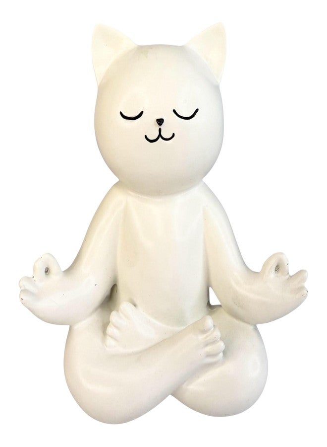 Top Brass Yoga Cat Figurine - Playful White Resin Zen Kitty Statue for Home Meditation Décor, Fun Gift for Pet Lovers & Yogis - Image 1