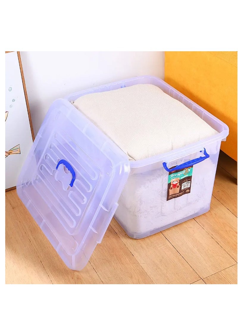 Generic Transparent plastic storage box with lid and handles, green, 45 litres  - Image 2