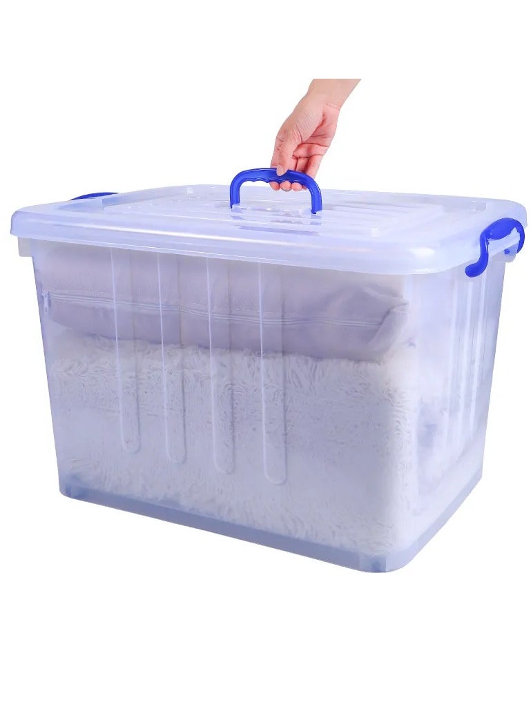 Generic Transparent plastic storage box with lid and handles, green, 45 litres  - Image 3