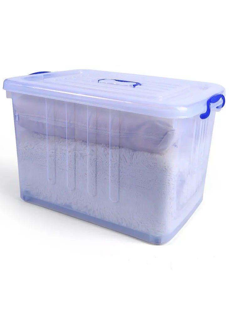 Generic Transparent plastic storage box with lid and handles, green, 45 litres  - Image 4