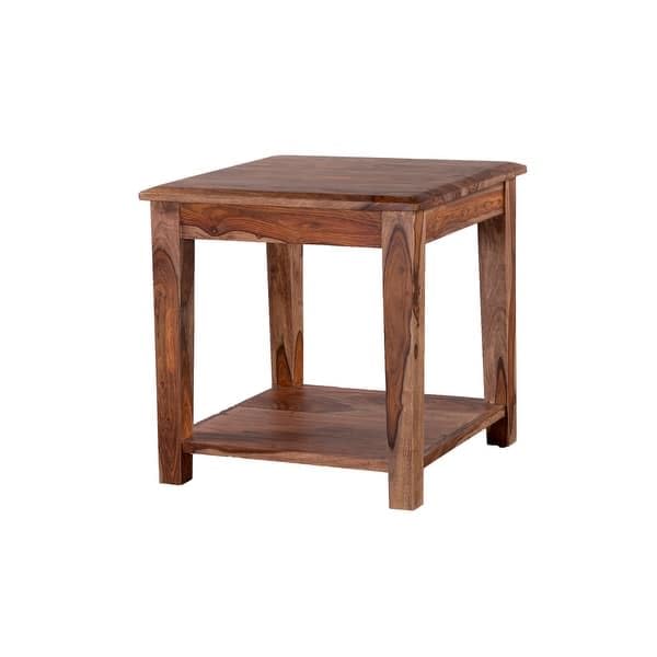 IThree Solid sheesham Wood Sitting Stool 15 Inches for Home Wooden Square Stool Sheesham Wood Table for Bedroom Outdoor Office Multipurpose use in Natural Finish - Image 4