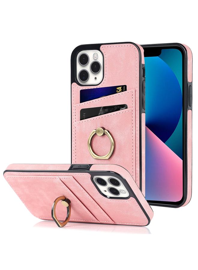 Zaboon Case For iPhone 11 Pro Max Vintage Patch Leather Phone Case with Ring Holder - Image 1