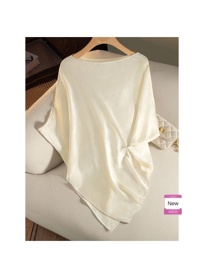 Cypress House Solid Color Loose Satin Shirt】2025 Summer New Women's Fashion Minimalist Elegant Blouse With Plus Sizes - Image 2