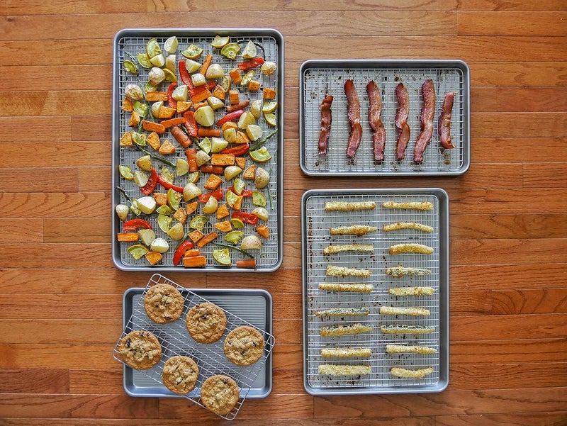 USA Pan Bakeware Quarter Sheet Baking Pan and Bakeable Nonstick Cooling Rack Set, Metal - Image 5