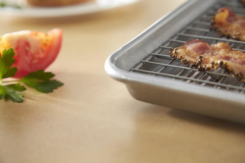 USA Pan Bakeware Quarter Sheet Baking Pan and Bakeable Nonstick Cooling Rack Set, Metal - Image 3