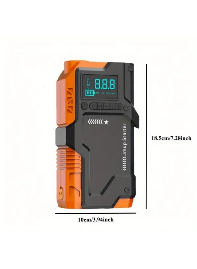 9 In 1 Black Orange Car Emergency Jump Starter Air Compressor 5000A Power Pack 150PSI Tire Inflator - Image 4