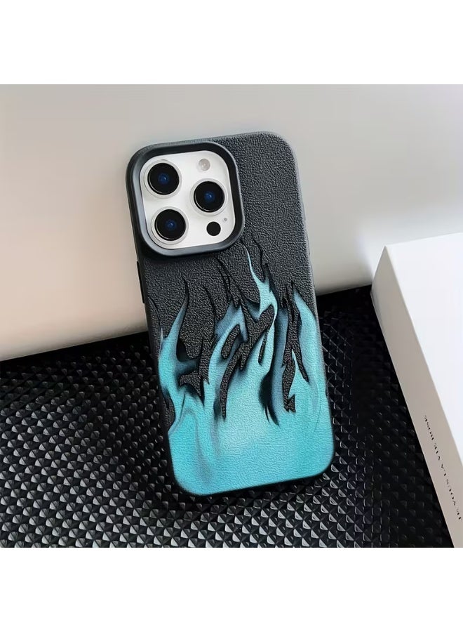 تيمو غطاء هاتف أنيق بتصميم لهب أزرق  غطاء خلفي ناعم مضاد للصدمات، متوافق مع ايفون 13 بروماكس - Image 1