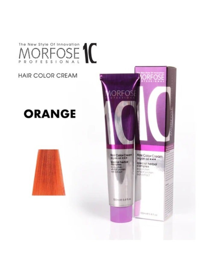 Morfose 10 Hair Color Cream with Argan Oil - Vibrant Orange, 100ml - Image 1