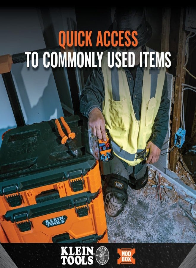 KLEIN TOOLS 54815MB MODbox Parts Bin, Modular Tool Storage System Side Mounting Accessory, Easy One-Handed Attachment, Clear Lid - Image 2