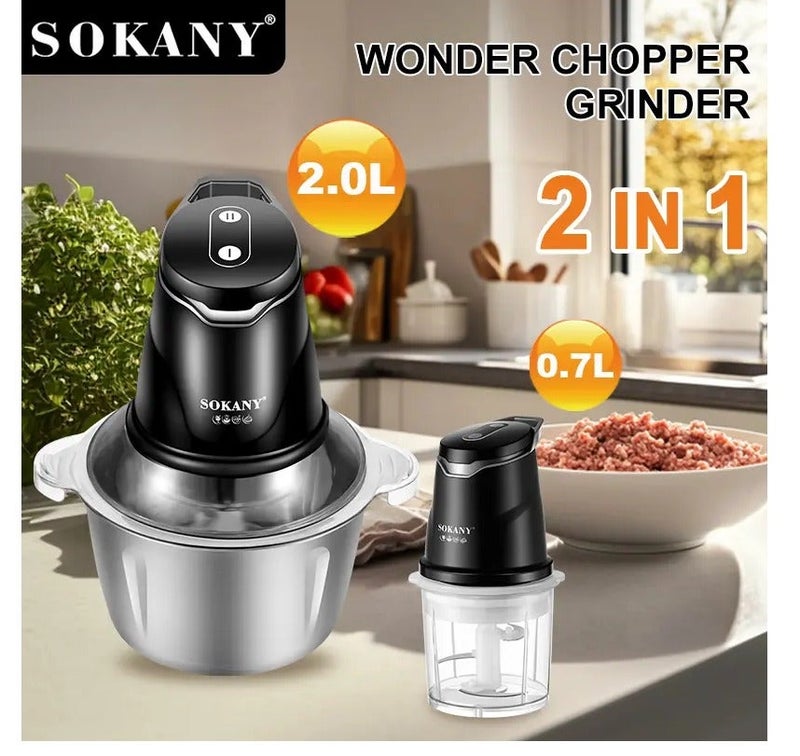 Sokany 400W Kibbeh Maker, 2 Jars (2L Stainless Steel + 7L Acrylic), 2 Speeds, SK-06028N - Image 5