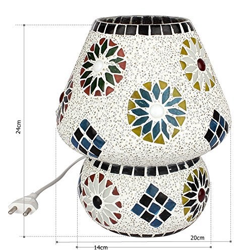 earthenmetal Glass Mosaic LED Mushroom Shaped Table Lamp - 9 Inches Height, 50W, Handcrafted Home Decor Lighting (Pack of 1) - Image 4