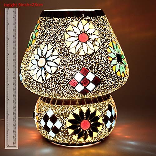 earthenmetal Glass Mosaic LED Mushroom Shaped Table Lamp - 9 Inches Height, 50W, Handcrafted Home Decor Lighting (Pack of 1) - Image 1